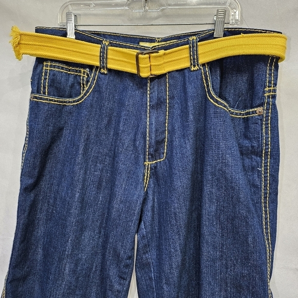JLT Premium Baggy Denim Blue Yellow Skate Shorts 100% Cotton Size 38 - Picture 2 of 8